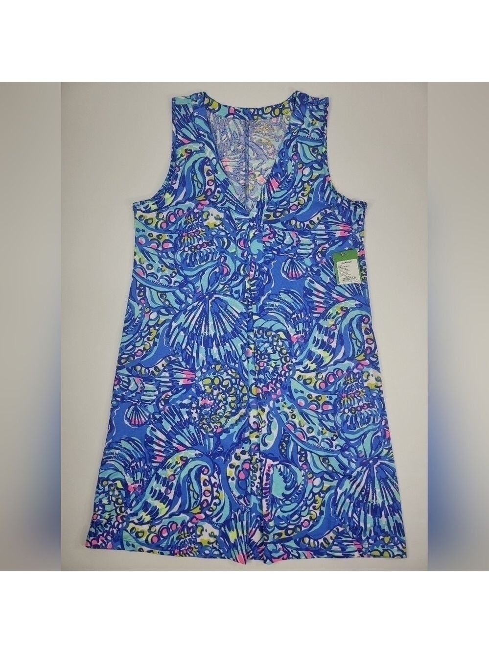 NEW Lilly Pulitzer Amina Dress Brilliant Blue Ceviche Reduced Sleeveless Pima S - Picture 1 of 11